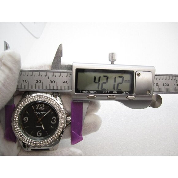 Women Akribos XXIV Crystal Cermaic Quartz WR Analog 42mm Dial Round Watch (G298) - Picture 2 of 11